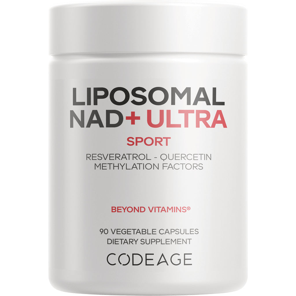 CDG019 | White supplement jar labeled LIPOSOMAL NAD+ ULTRA SPORT with CODEAGE branding - Thumbnail