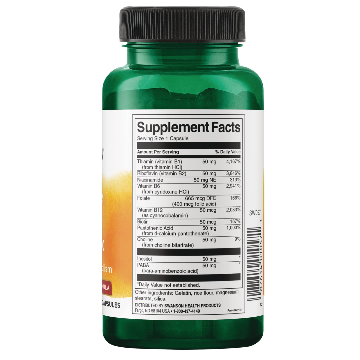 SW057 | Supplement bottle back label with Supplement Facts panel and other ingredients