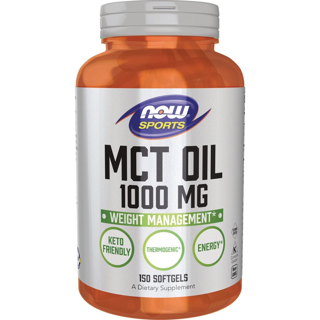 NWF1337 | NOW Sports MCT Oil 1000 mg softgel bottle front label, 150 softgels, Keto Friendly - Thumbnail