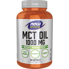 NWF1337 | NOW Sports MCT Oil 1000 mg softgel bottle front label, 150 softgels, Keto Friendly