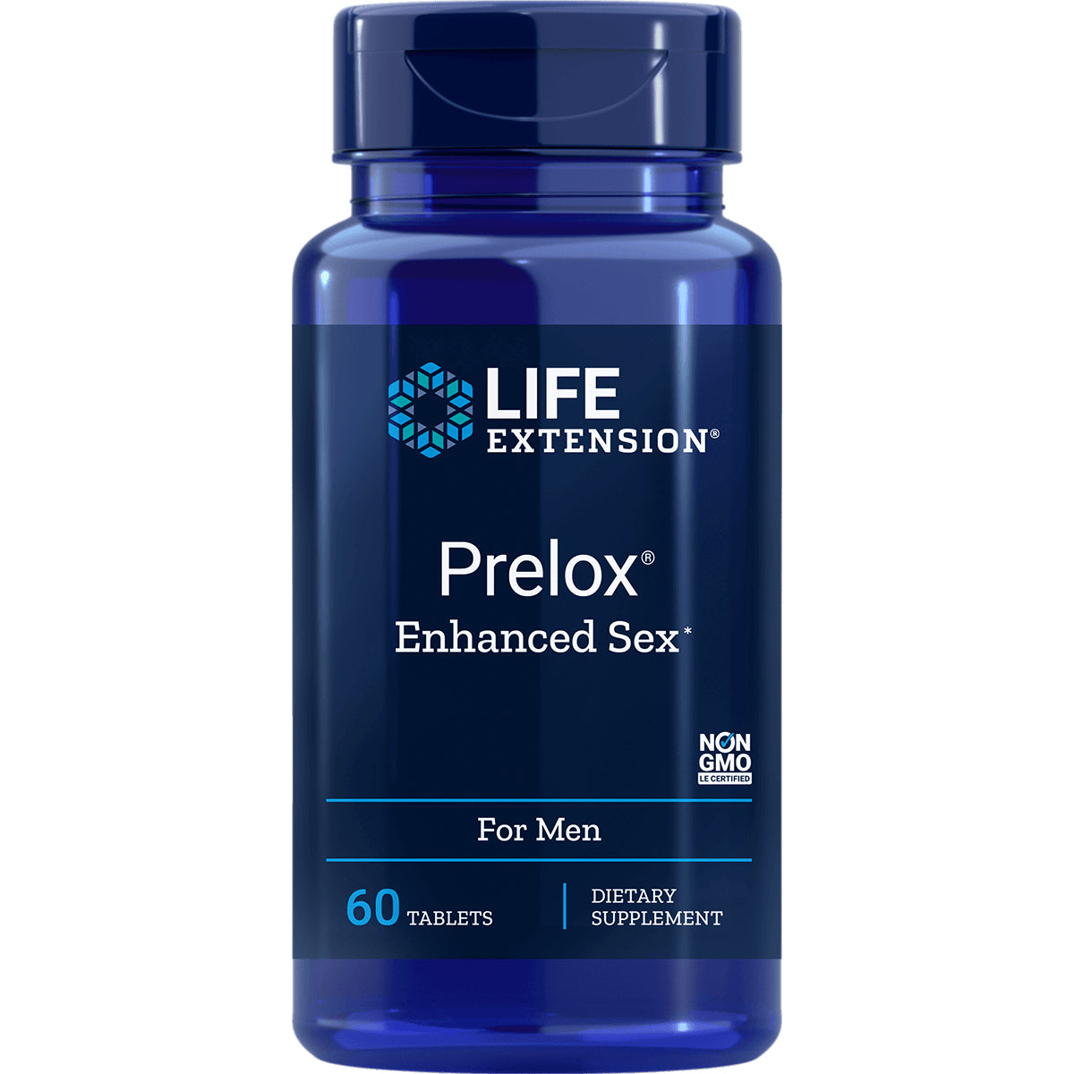 LE050 | Life Extension Prelox Enhanced Sex for men supplement bottle front label, 60 tablets