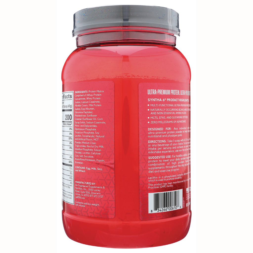 BSN008 | Back label of red supplement jar showing ingredients, directions, and barcode - Thumbnail