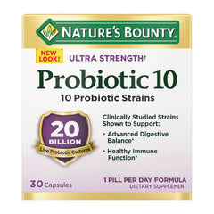 NBY093 | Nature's Bounty Probiotic 10 box, 10 probiotic strains, 20 billion live cultures, 30 capsules
