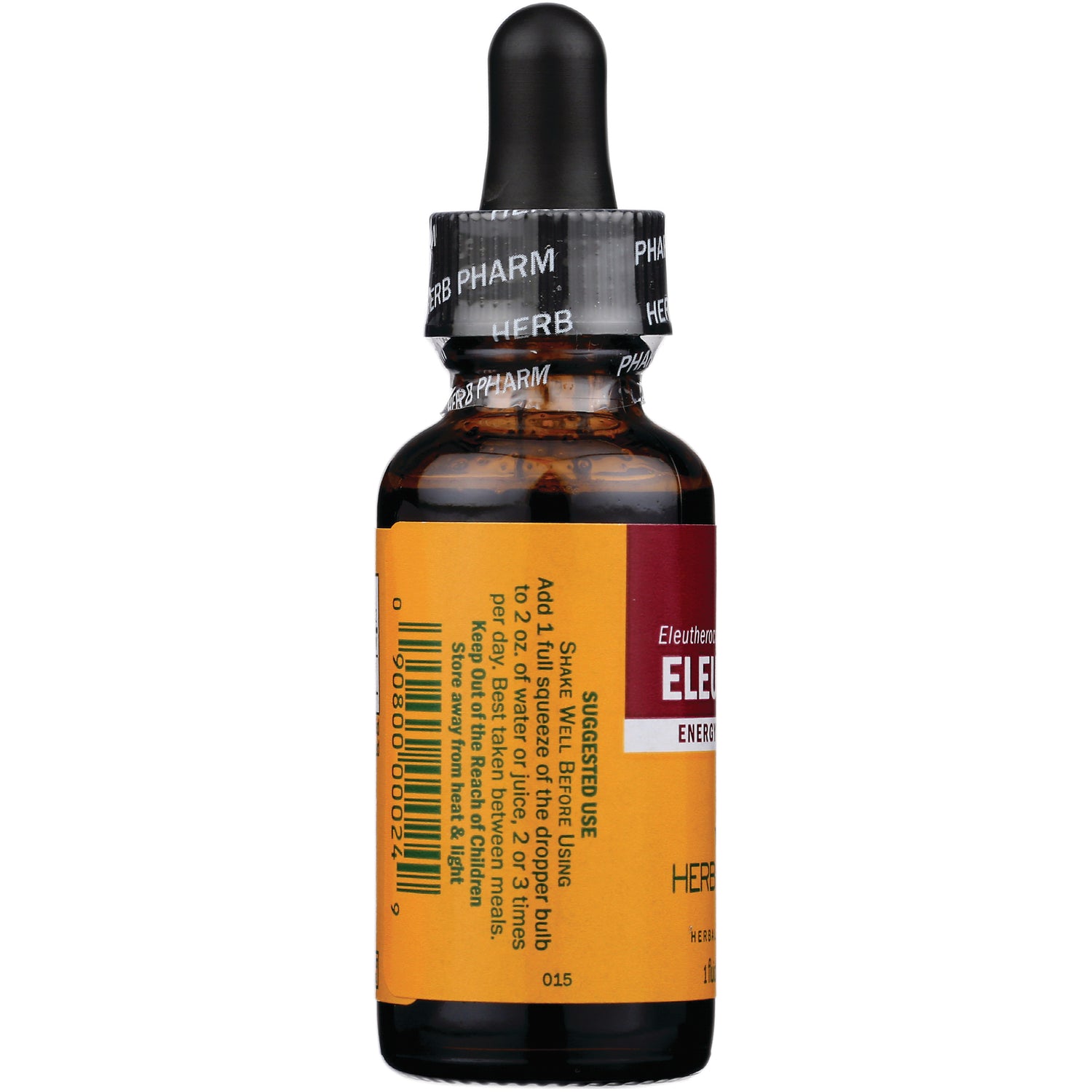 HPH013 | amber dropper bottle side view showing label text, barcode, and black dropper cap