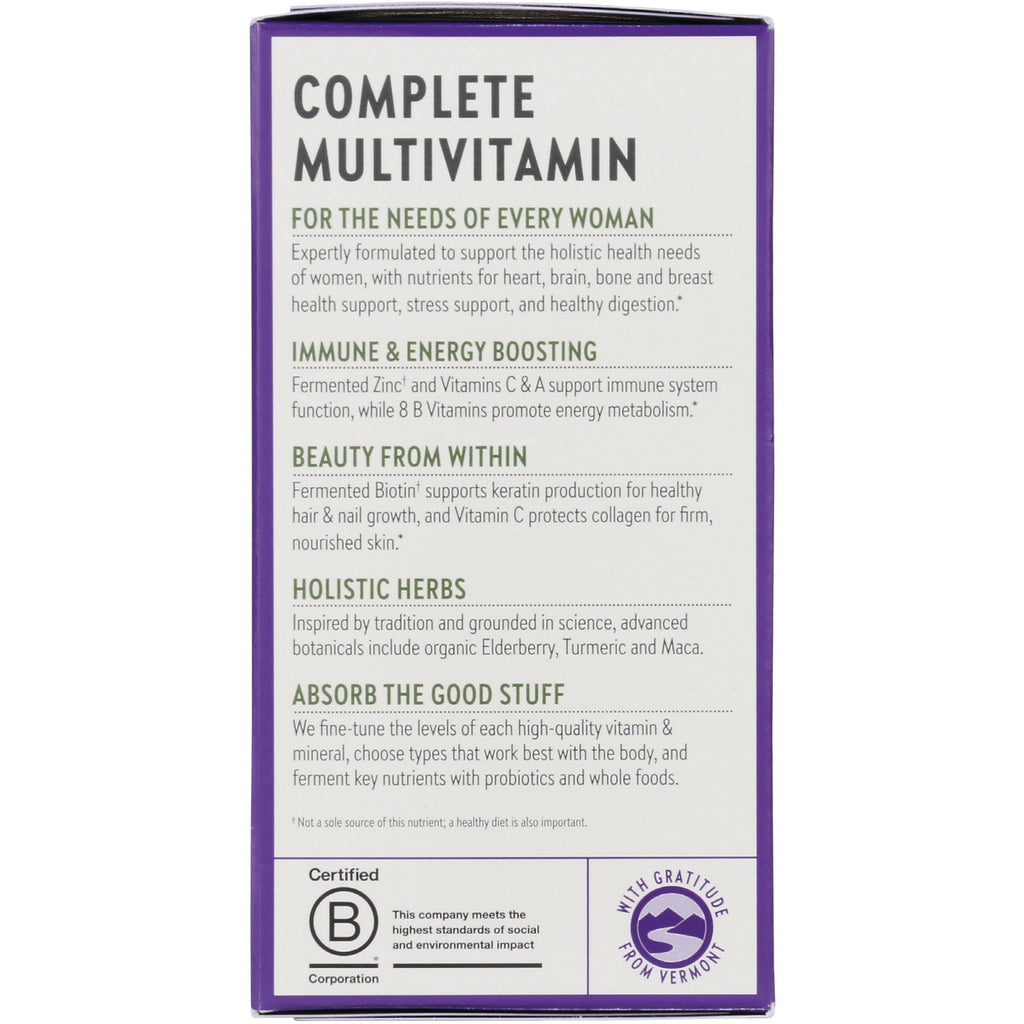 NWC241 | Product infographic back panel for Complete Multivitamin listing immune, energy, beauty, herbs and absorption benefits - Thumbnail