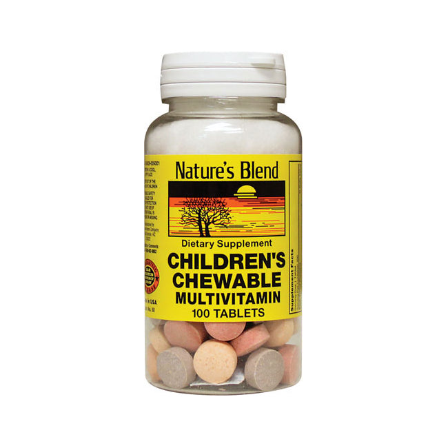 NAB045 | Nature's Blend children's chewable multivitamin bottle, 100 tablets