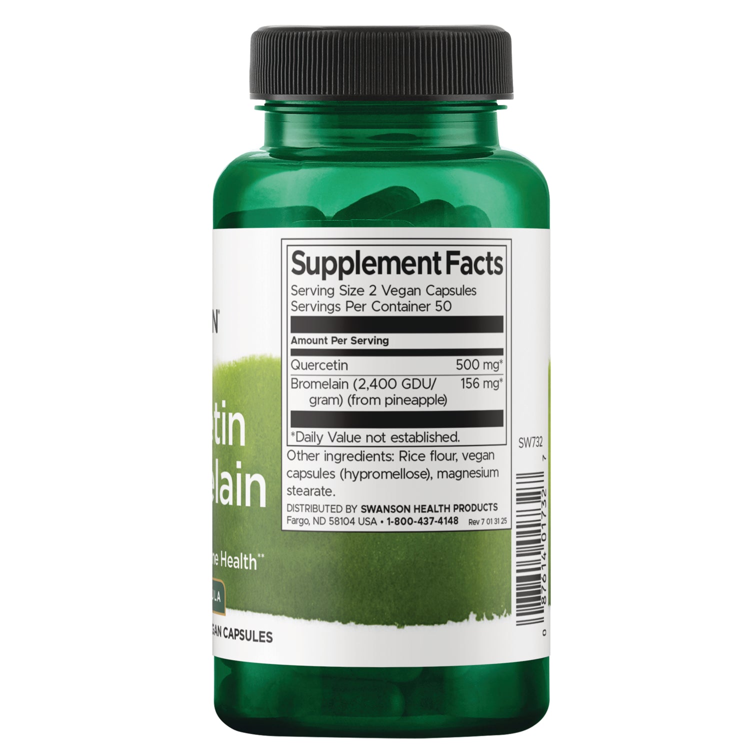 SW732 | Back label with supplement facts and serving information