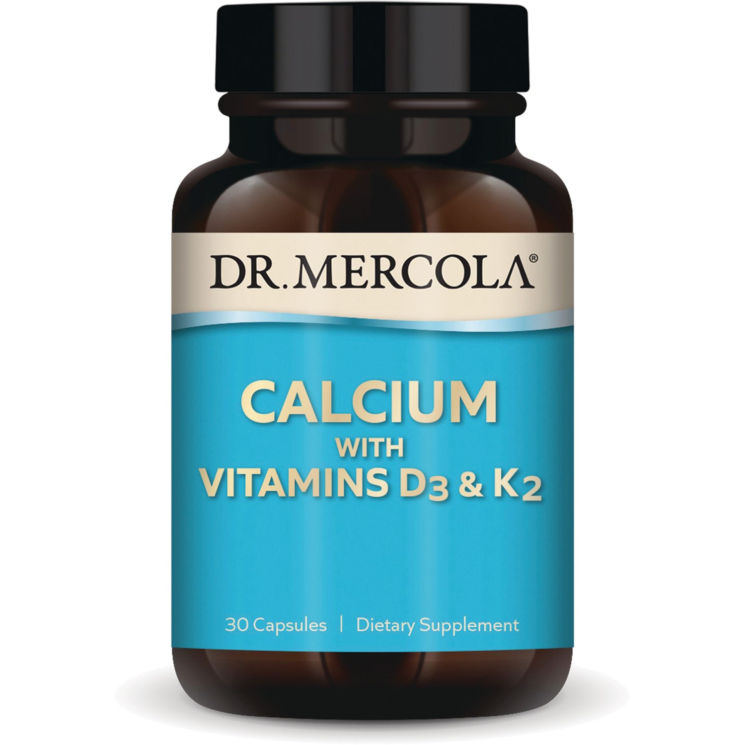 MRC091 | Dr. Mercola Calcium with Vitamins D3 & K2 supplement bottle, 30 capsules