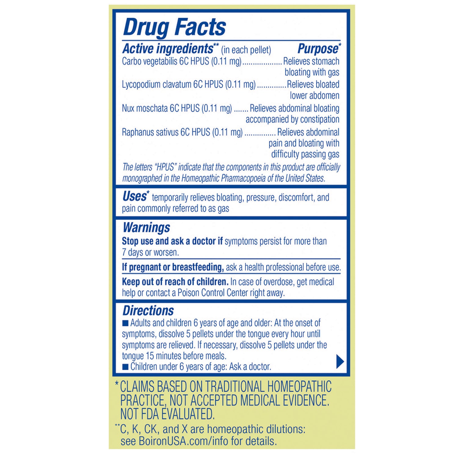 BRN128 | back panel showing Drug Facts with active ingredients, warnings, uses, and directions