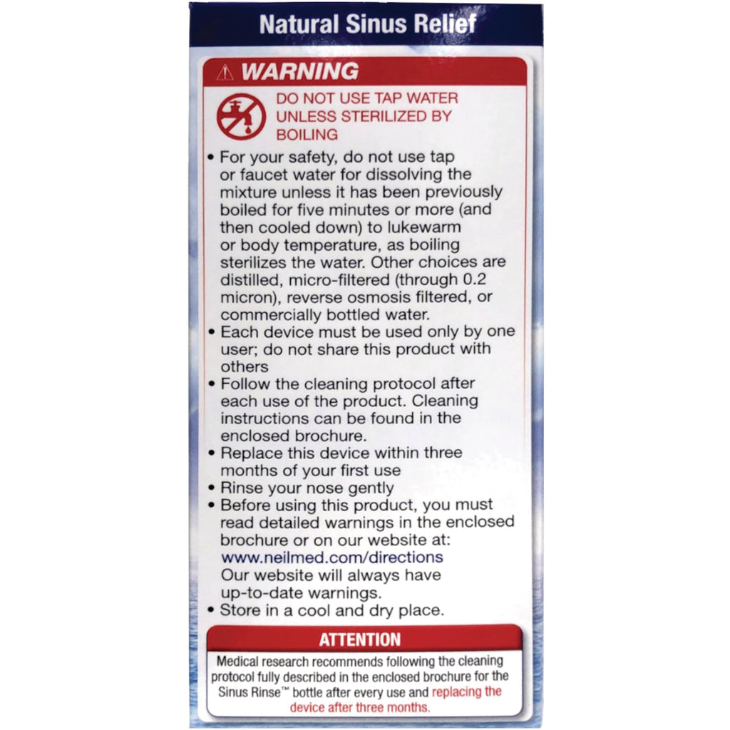 NMD006 | Back panel with warning and usage instructions including do not use tap water unless sterilized - Thumbnail