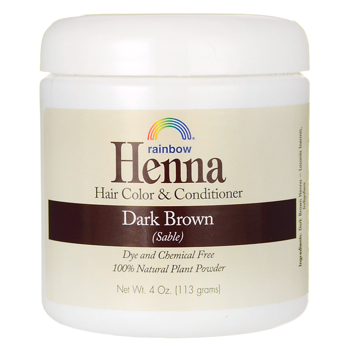 RBR005 | Rainbow Henna hair color & conditioner jar Dark Brown 4 Oz