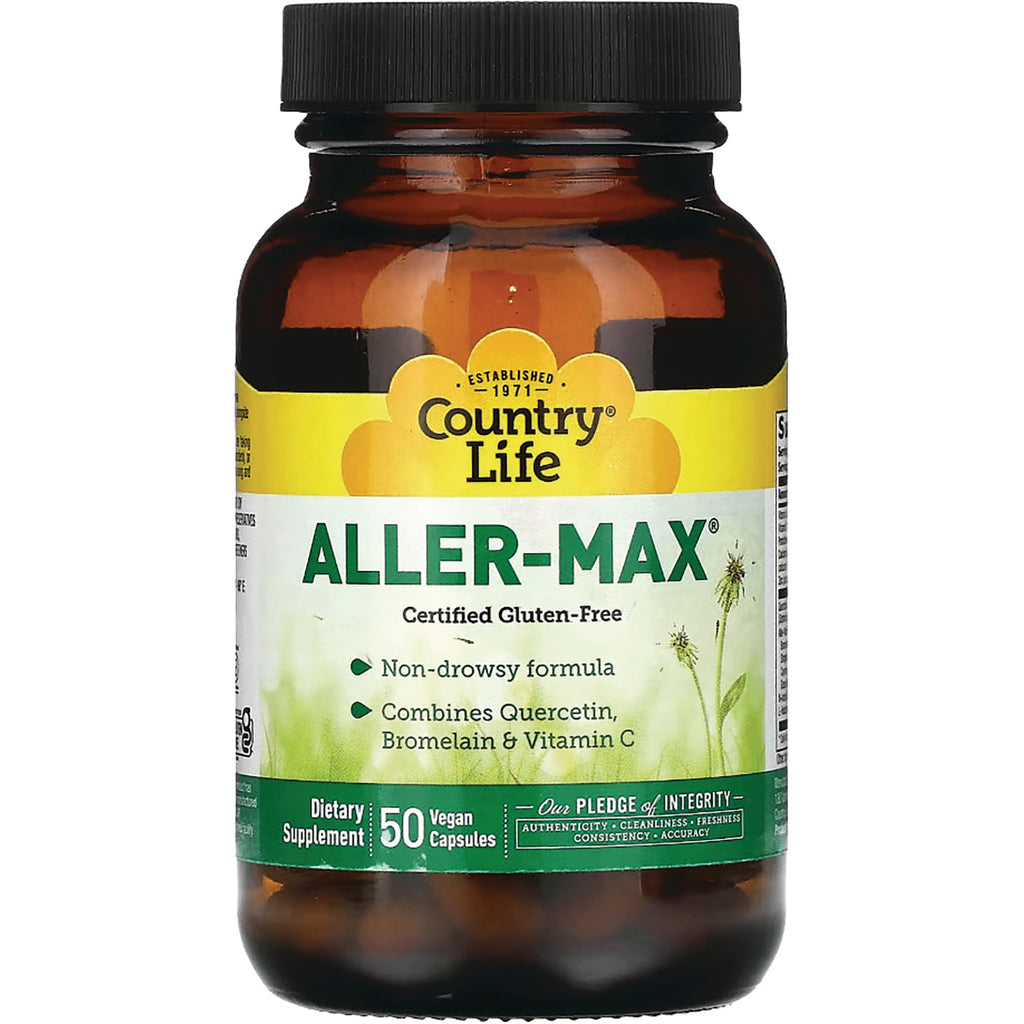 CRL457 | Country Life ALLER-MAX bottle, 50 vegan capsules, certified gluten-free non-drowsy formula - Thumbnail