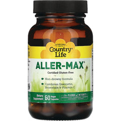 CRL457 | Country Life ALLER-MAX bottle, 50 vegan capsules, certified gluten-free non-drowsy formula