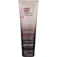 GV053 | Giovanni 2chic Ultra Sleek shampoo tube front view with brown ombre packaging, 8.5 fl oz