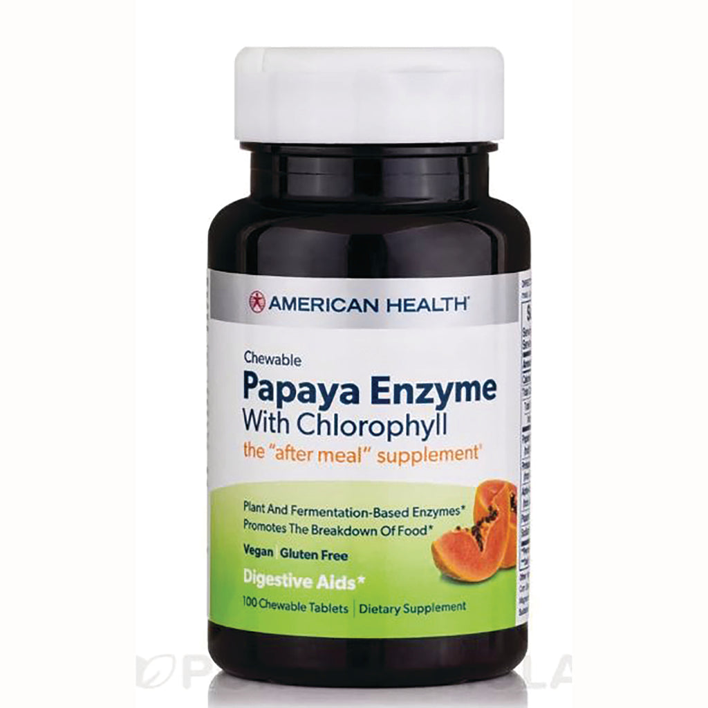 AM148 | American Health Chewable Papaya Enzyme with Chlorophyll, 100 chewable tablets - Thumbnail