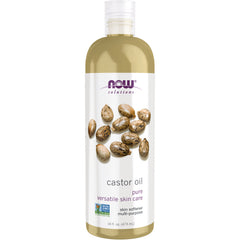 NWF436 | NOW Solutions castor oil 16 fl oz bottle with castor seeds illustration