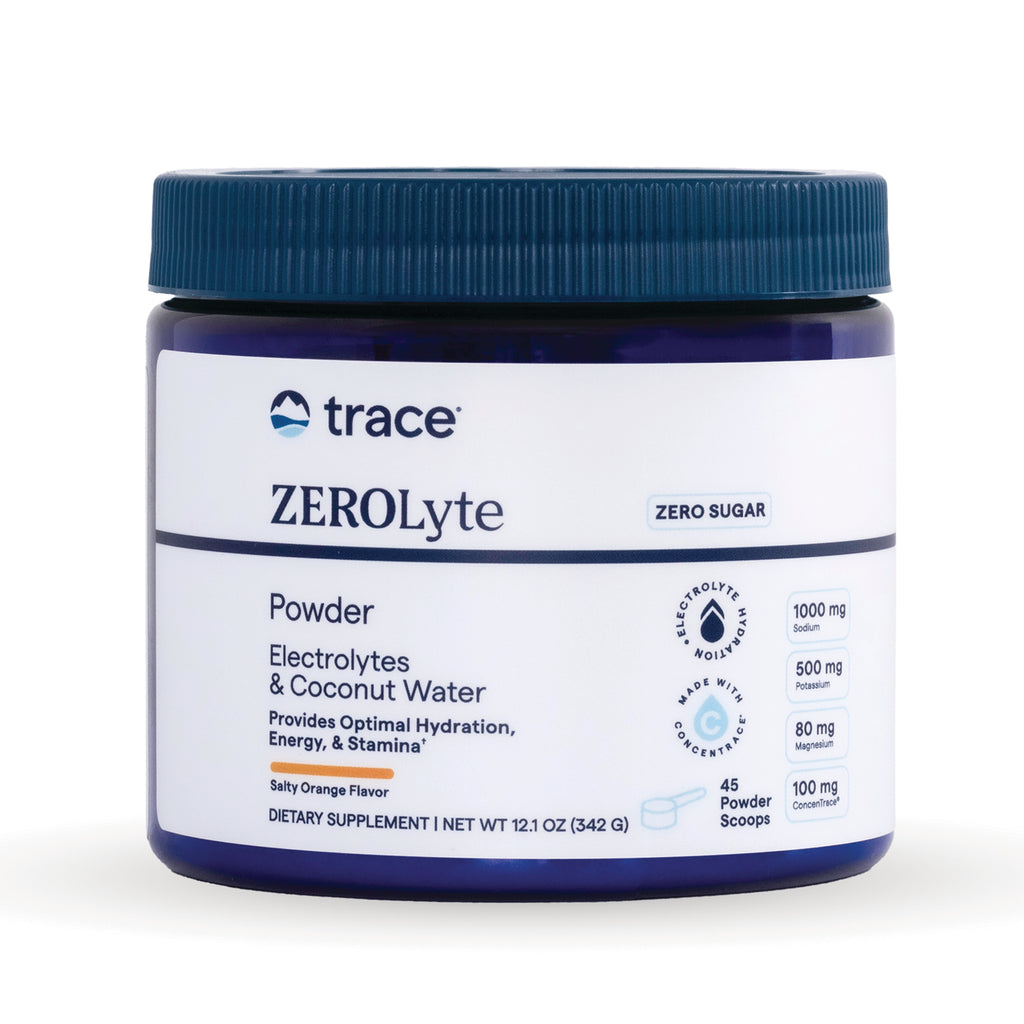 TM168 | Trace ZEROlyte electrolyte powder, Zero Sugar, Salty Orange flavor, 12.1 oz jar - Thumbnail