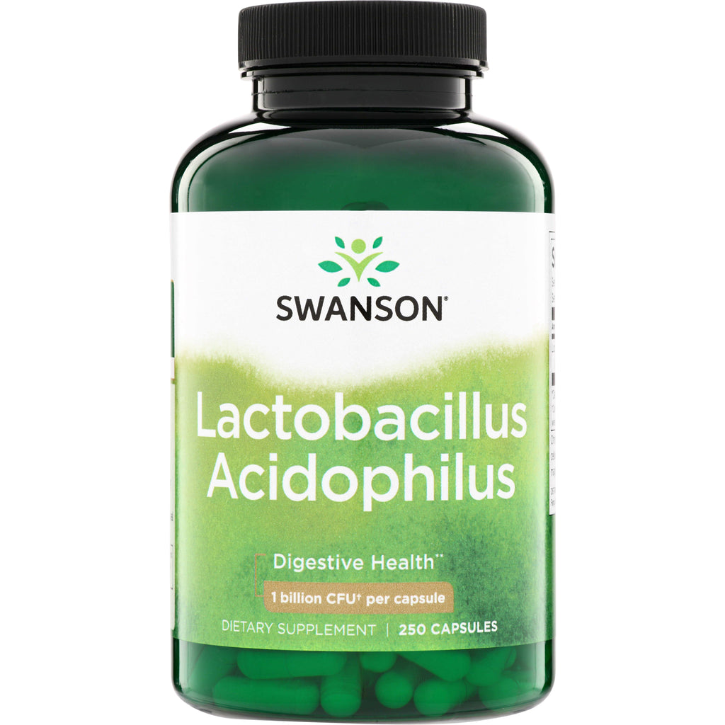 SW283 | Swanson Lactobacillus Acidophilus probiotic, Digestive Health, 1 billion CFU per capsule, 250 capsules - Thumbnail