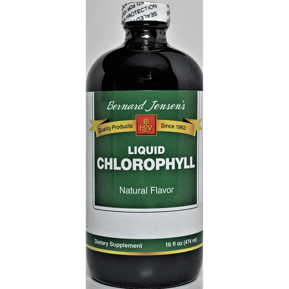BJ001 | Bernard Jensen's liquid chlorophyll bottle, natural flavor 16 fl oz