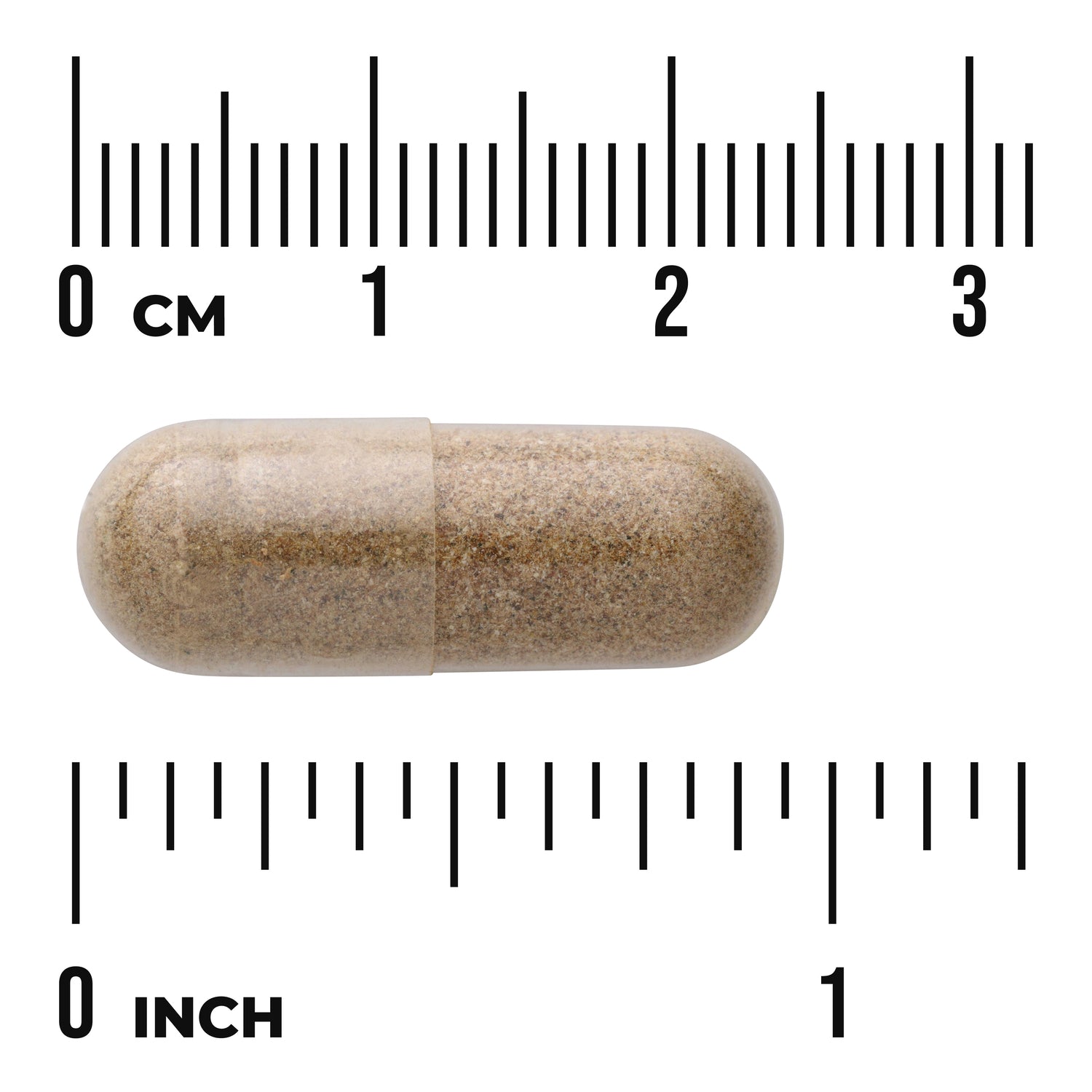 SWD035 | Capsule form shown with ruler in cm and inches for size reference