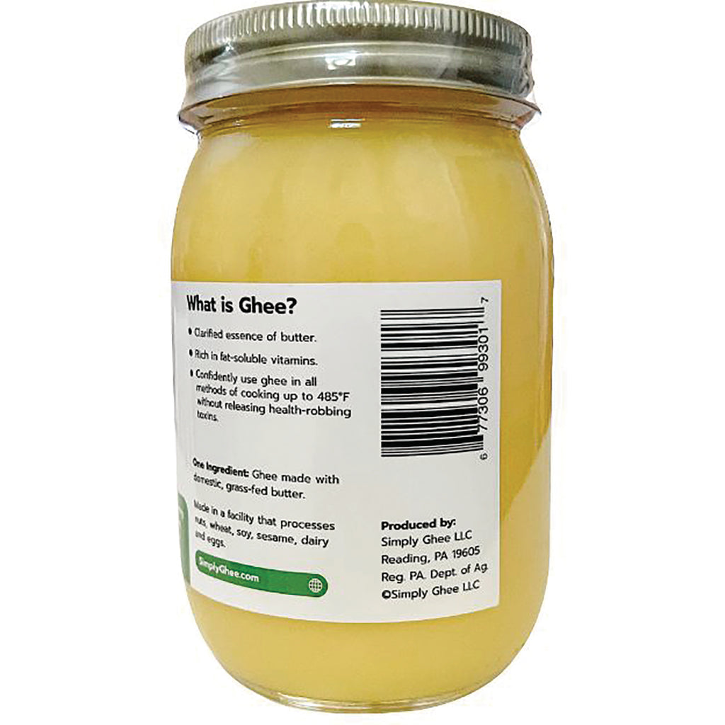 SMG005 | Back of jar showing label reading What is Ghee? with ingredient text and barcode - Thumbnail