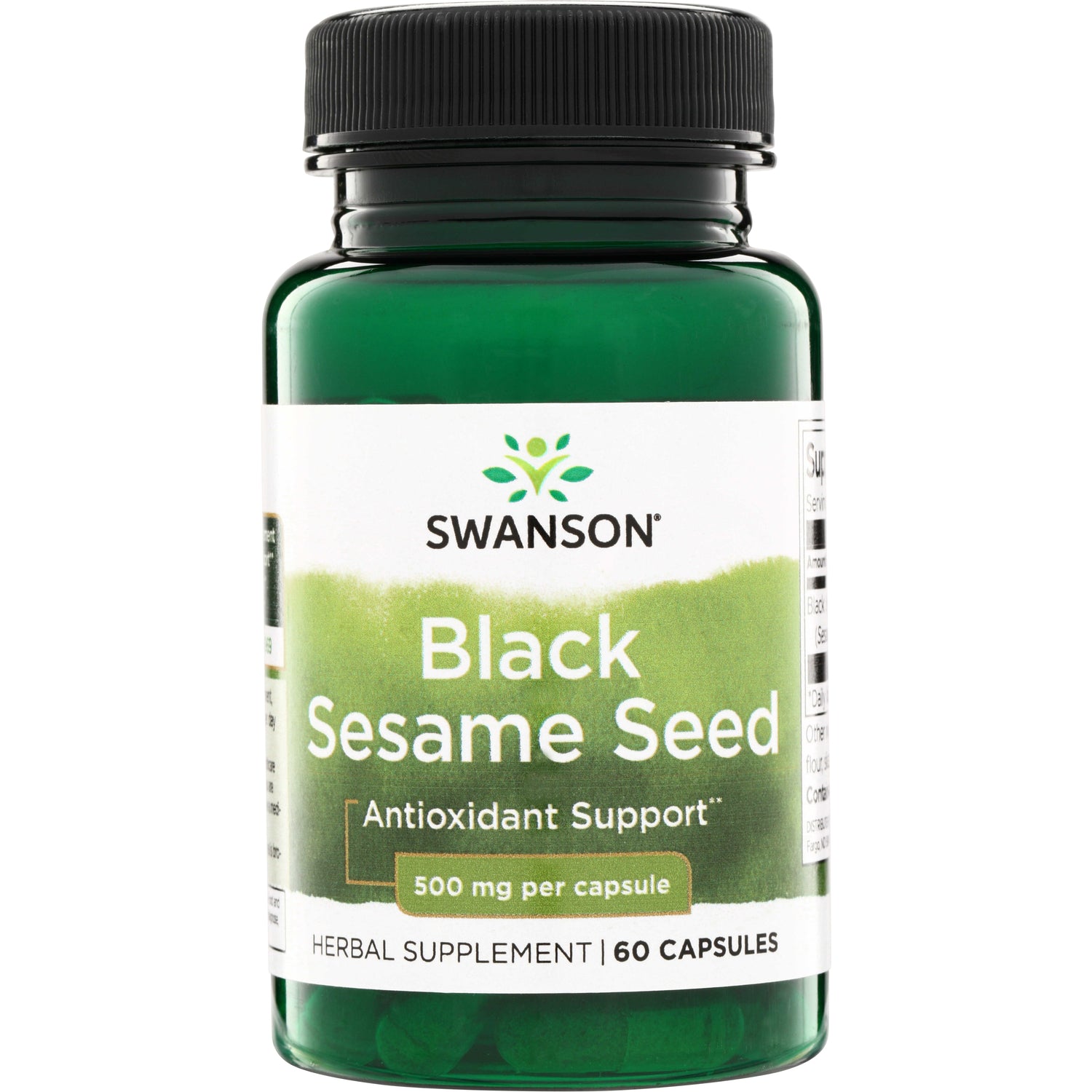 SW1598 | Swanson Black Sesame Seed, Antioxidant Support, 500 mg per capsule, 60 capsules