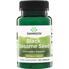 SW1598 | Swanson Black Sesame Seed, Antioxidant Support, 500 mg per capsule, 60 capsules