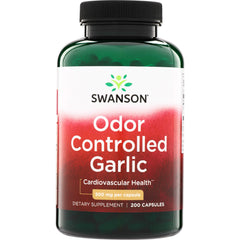 SWG08 | Swanson Odor Controlled Garlic 500 mg per capsule, 200 capsules, Cardiovascular Health