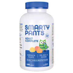 SMA003 | SmartyPants Adult Complete white bottle with owl logo and label reading 180 gummies