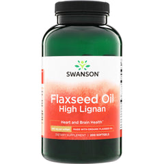 SWE005 | Swanson Flaxseed Oil High Lignan softgels, 200 count, 980 mg per softgel