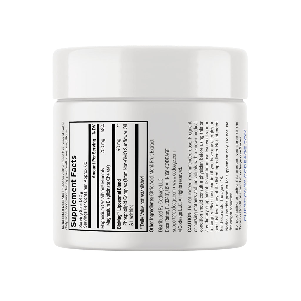 CDG033 | Back of white supplement jar showing supplement facts panel and ingredient and caution text - Thumbnail
