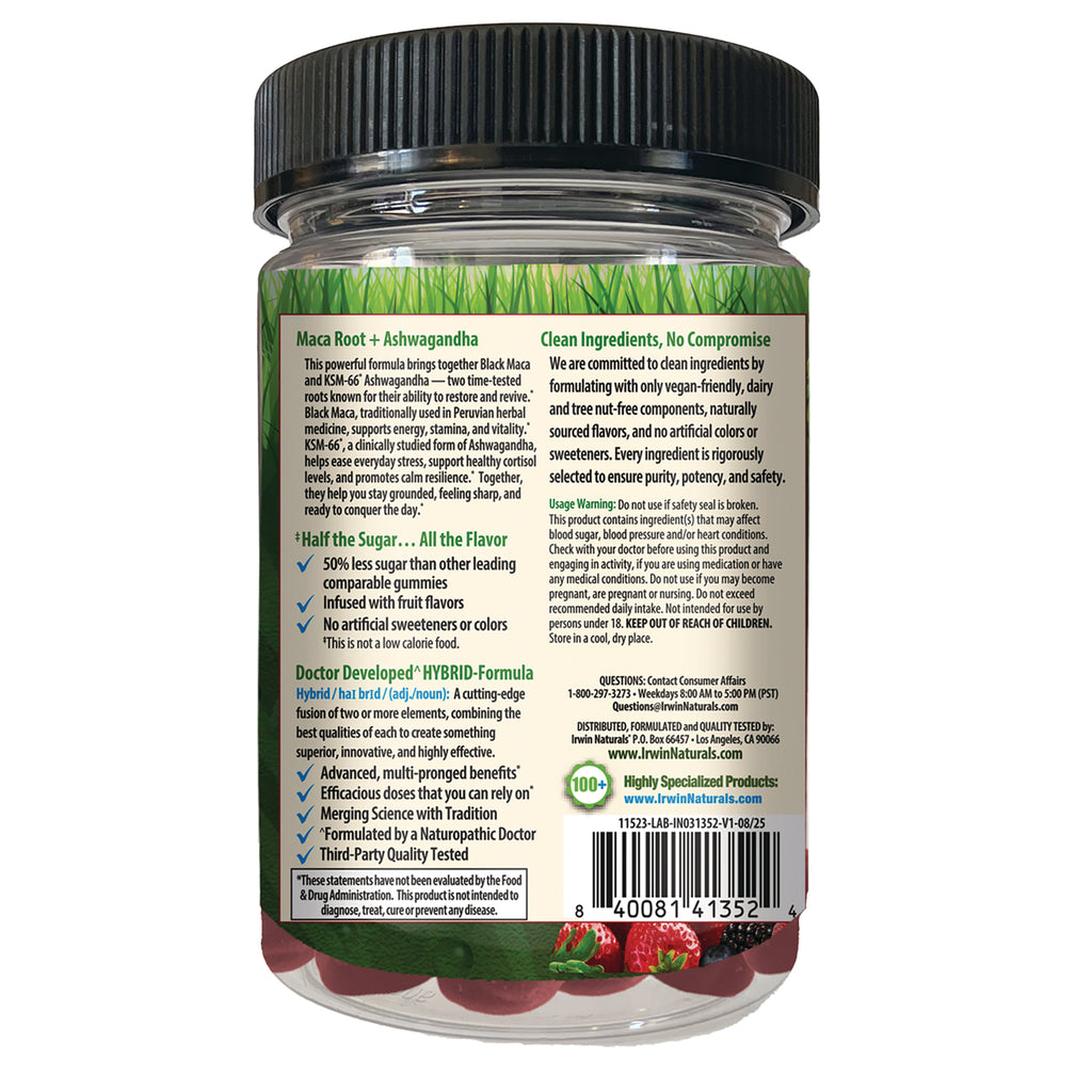 IR307 | Back label of supplement jar showing ingredients, usage warnings, and barcode - Thumbnail