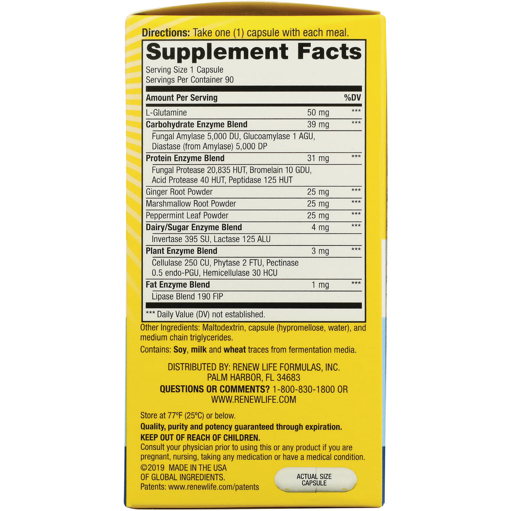 RNL226 | back of yellow supplement box showing Supplement Facts panel, ingredients and warnings - Thumbnail