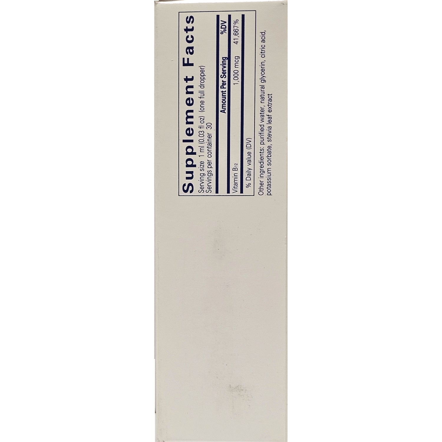 PRN020 | Back panel showing Supplement Facts label and nutrition facts table