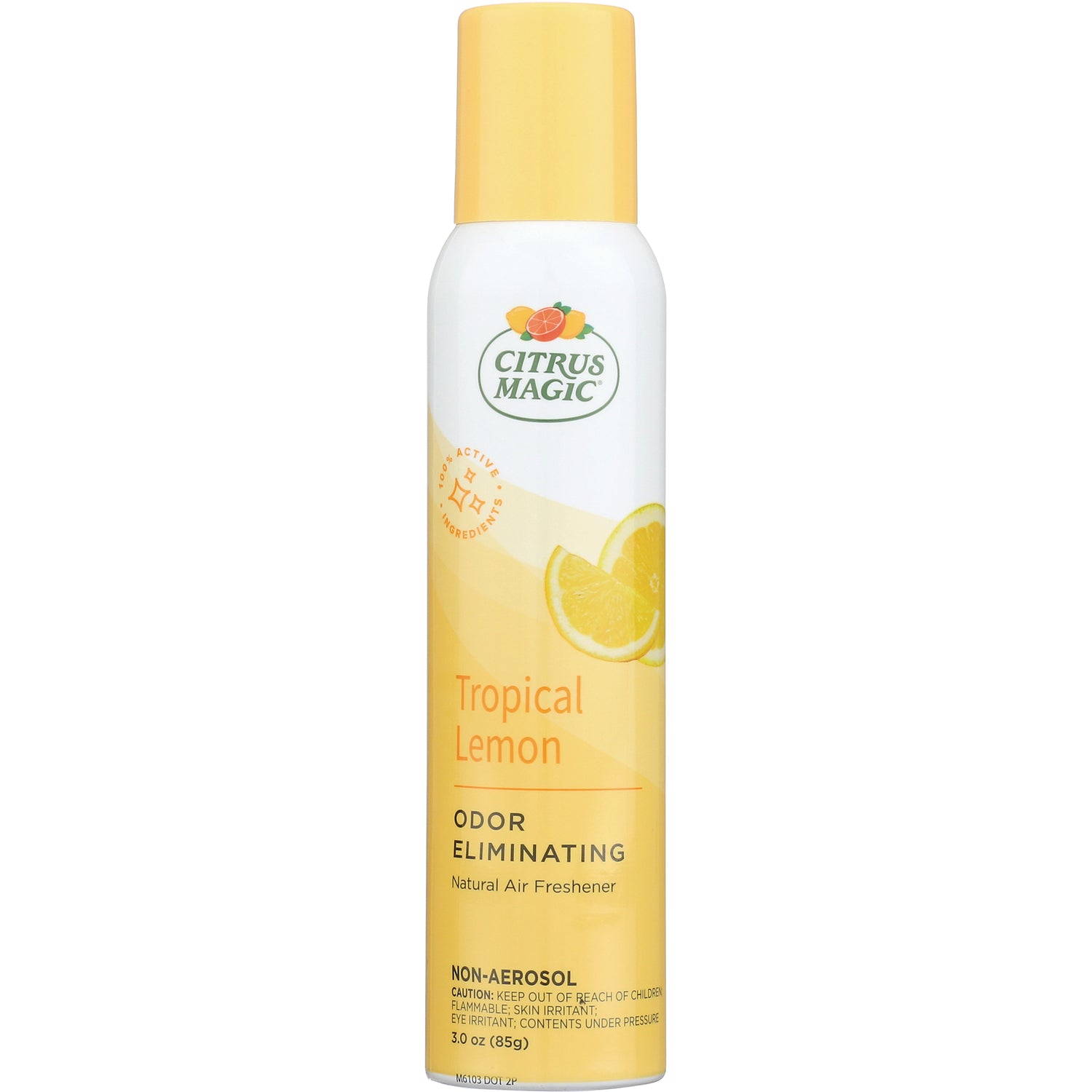 CTM016 | Citrus Magic Tropical Lemon odor eliminating non-aerosol spray can, front view