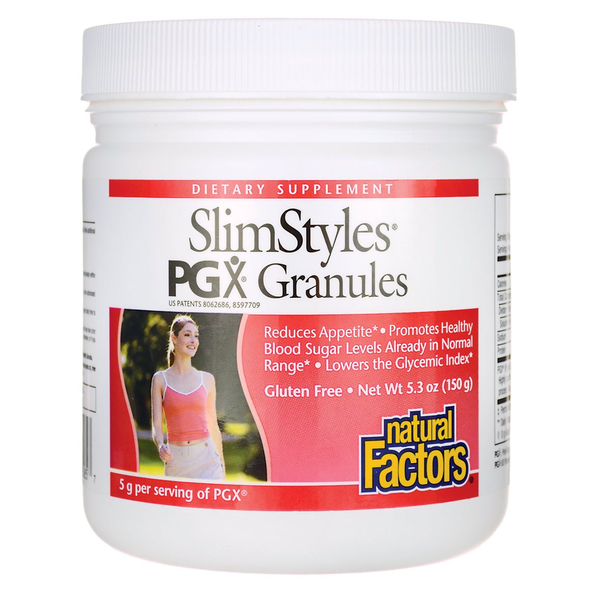 NFC050 | SlimStyles PGX Granules white jar with red label by Natural Factors dietary supplement, gluten free, 5.3 oz