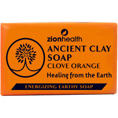 ZH049 | Zion Health Ancient Clay Soap bar, Clove Orange, front label reads 'Healing from the Earth'