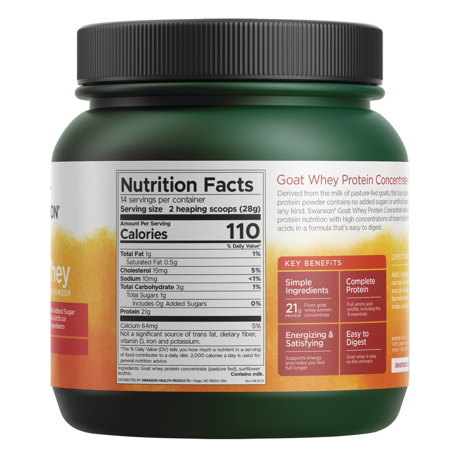 SWU891 | Back label with supplement facts and serving information