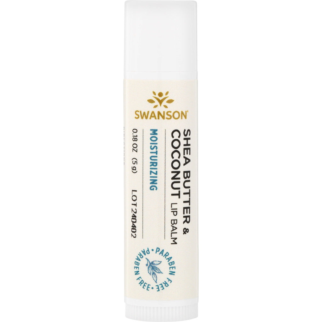 SW1627 | Swanson Shea Butter & Coconut Lip Balm moisturizing tube, 0.18 oz (5 g), paraben free - Thumbnail