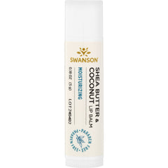 SW1627 | Swanson Shea Butter & Coconut Lip Balm moisturizing tube, 0.18 oz (5 g), paraben free