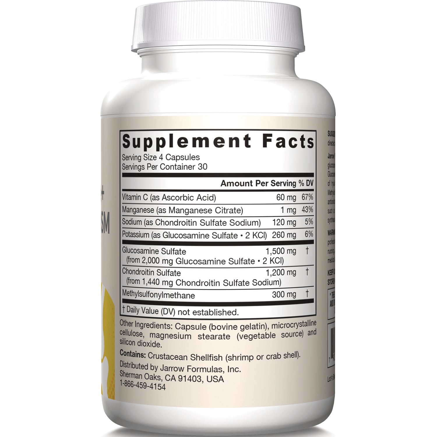JR146 | bottle back showing Supplement Facts panel with serving size and ingredient amounts
