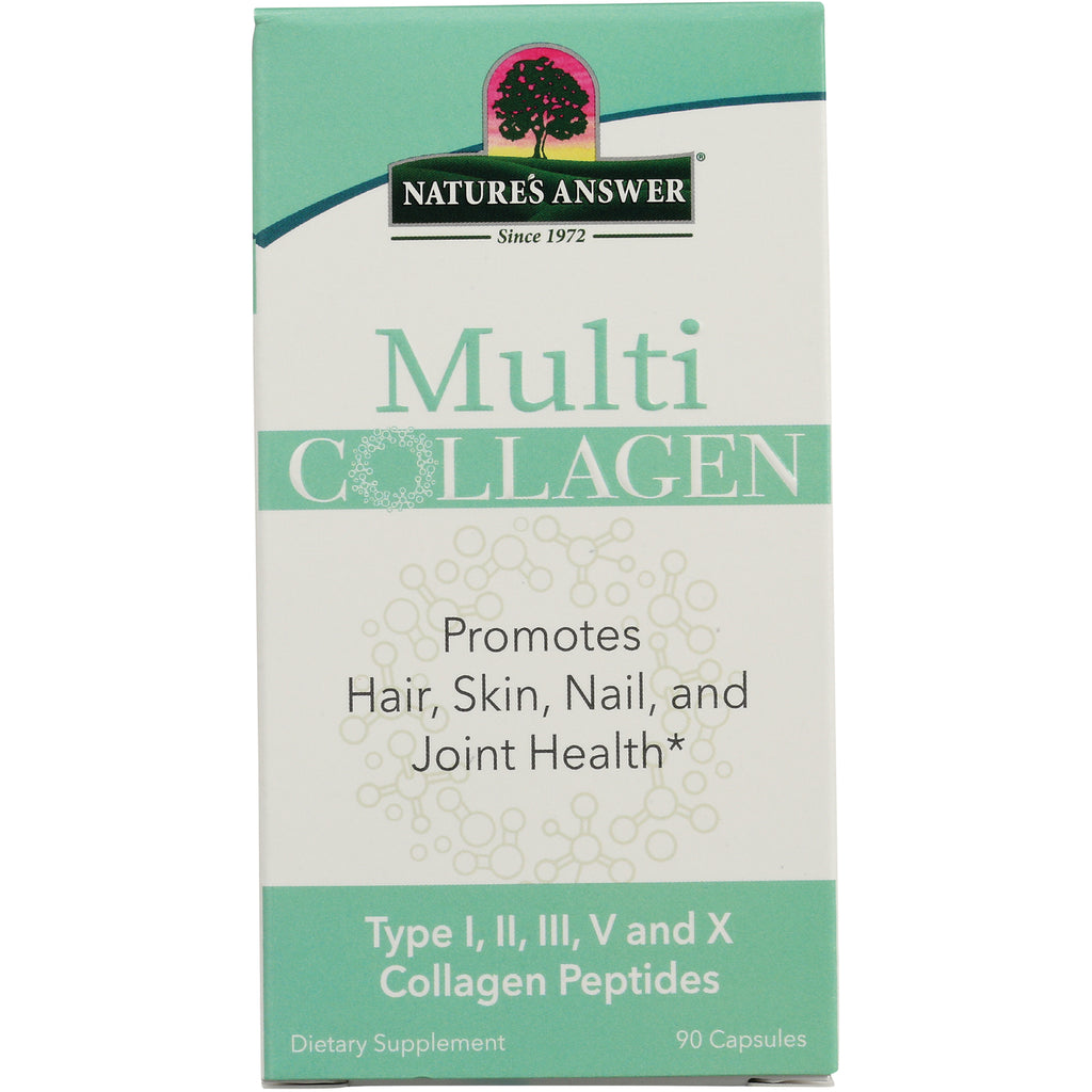 NAT410 | Nature's Answer Multi Collagen supplement box front promoting Hair, Skin, Nail, and Joint Health, 90 capsules - Thumbnail