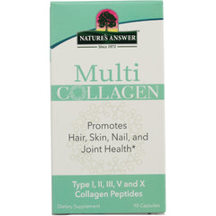NAT410 | Nature's Answer Multi Collagen supplement box front promoting Hair, Skin, Nail, and Joint Health, 90 capsules