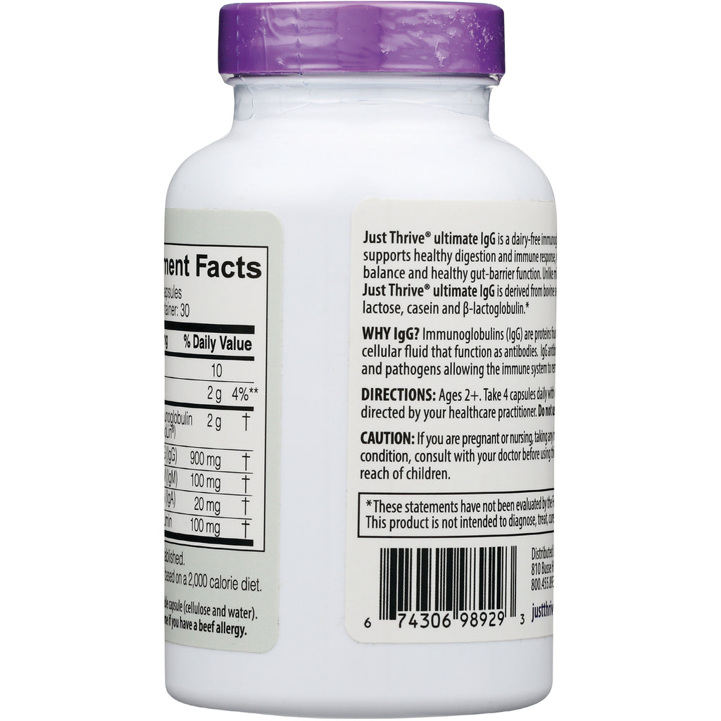 JTR006 | Back label of white supplement bottle showing directions, caution, barcode and partial nutrition facts - Thumbnail