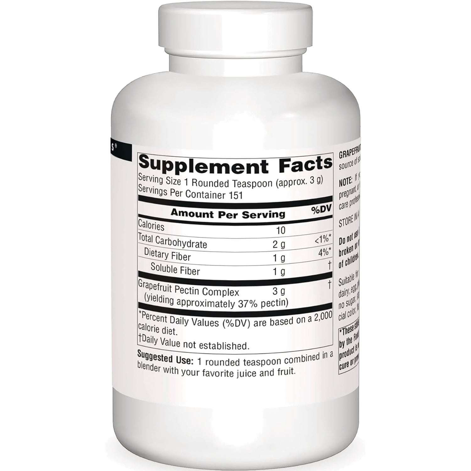 SN789 | Supplement Facts label panel on supplement bottle with serving size and nutrition details