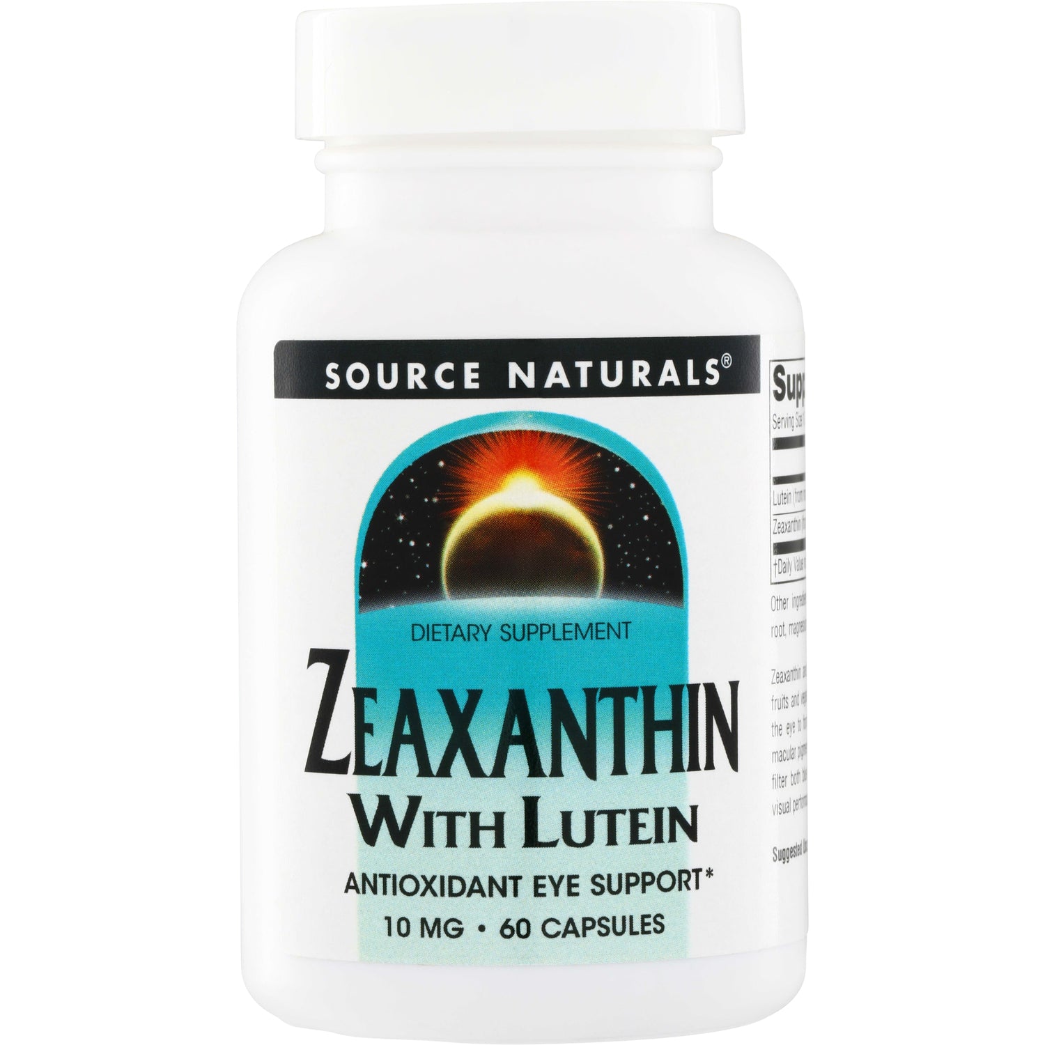 SN149 | Source Naturals Zeaxanthin with Lutein dietary supplement, Antioxidant Eye Support, 10 mg, 60 capsules