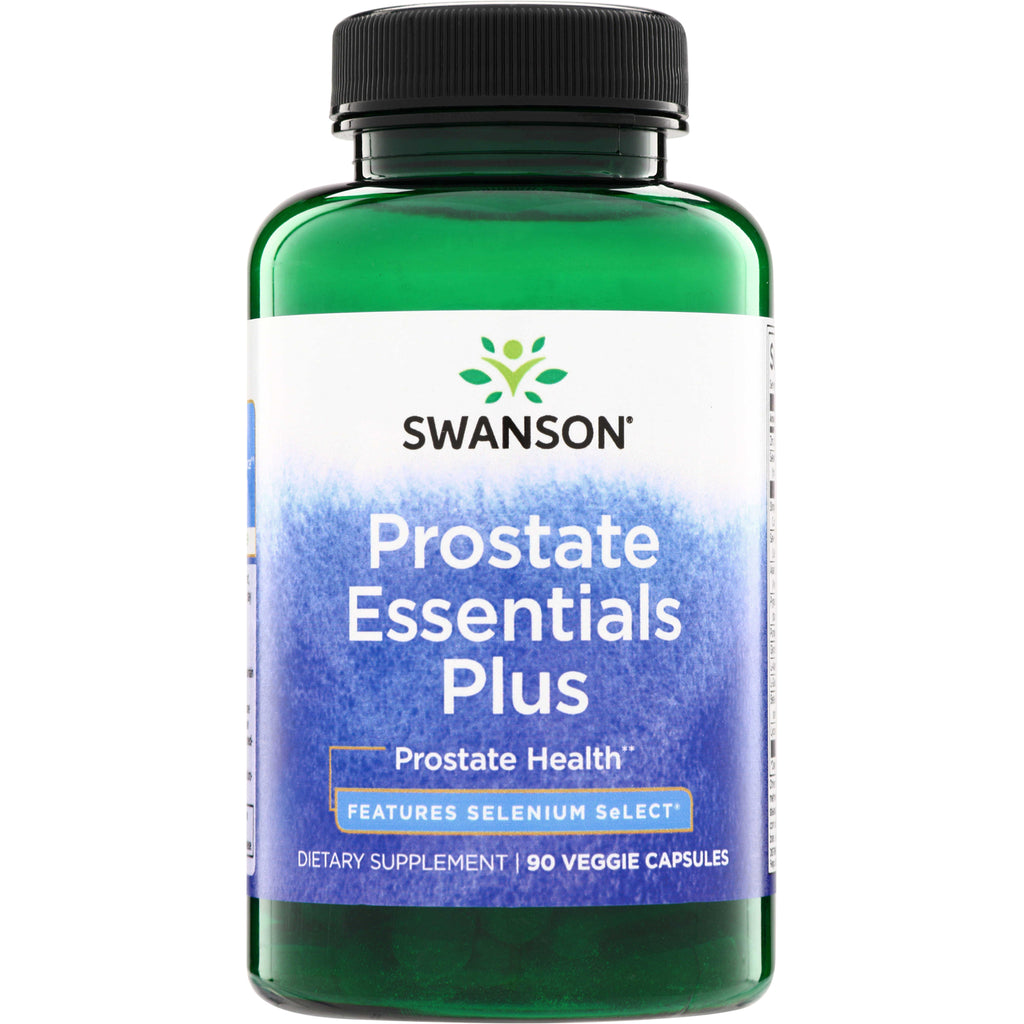 SWC090 | Swanson Prostate Essentials Plus bottle front, Prostate Health, features Selenium SeLECT, 90 veggie capsules - Thumbnail