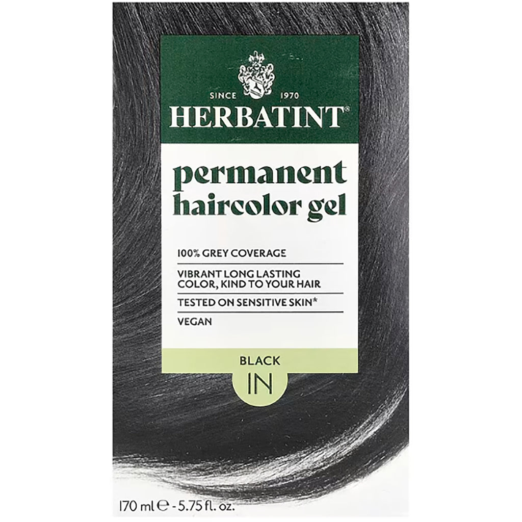 HBT008 | Herbatint permanent haircolor gel 1N Black box front - Thumbnail