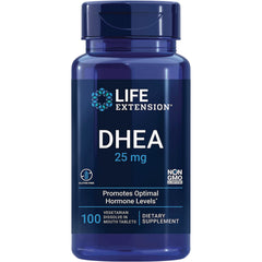 LE135 | Life Extension DHEA 25 mg bottle, 100 vegetarian dissolve-in-mouth tablets dietary supplement