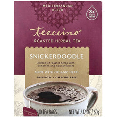 TCN031 | Teeccino Roasted Herbal Tea Snickerdoodle, Mediterranean Blend, 10 tea bags, prebiotic, caffeine free